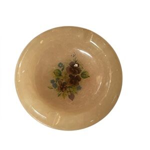Vintage 1960's Floral Peach Colored Alabaster Ashtray